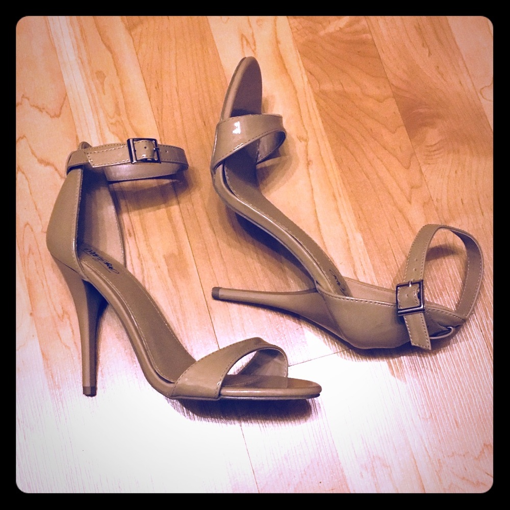 Taupe Ankle Strap Heels, Mossimo, Size 7.5
